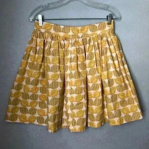 Handmade gathered yellow gray leaves miniskirt with zipper closure M-L?